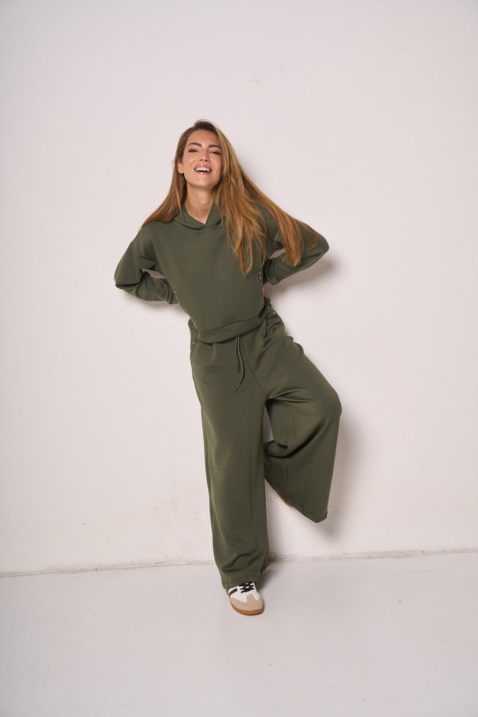 Felpa Donna con Cappuccio e Linea Cropped