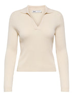 Maglia donna a costine con scollo a V