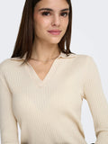 Maglia donna a costine con scollo a V