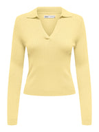 Maglia donna a costine con scollo a V