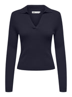 Maglia donna a costine con scollo a V