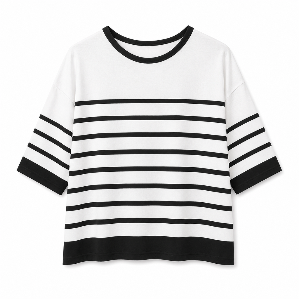 Maglia rigata con maniche corte