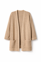 Cardigan Donna Beige con Tasche