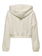 Felpa cropped donna con cappuccio e zip