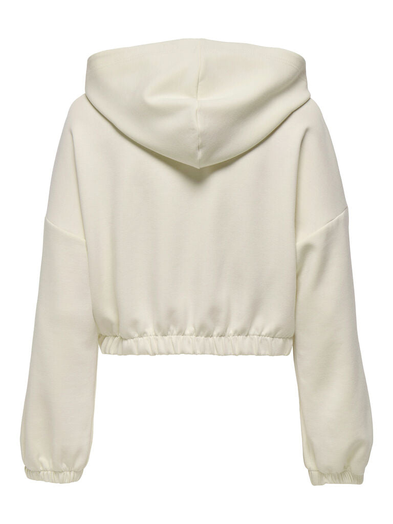 Felpa cropped donna con cappuccio e zip
