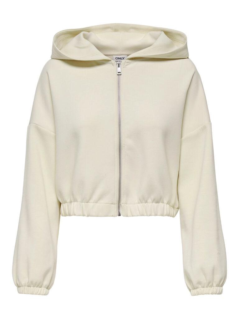 Felpa cropped donna con cappuccio e zip