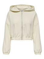 Felpa cropped donna con cappuccio e zip