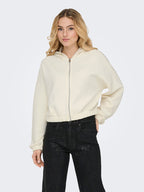 Felpa cropped donna con cappuccio e zip