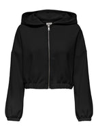 Felpa cropped donna con cappuccio e zip