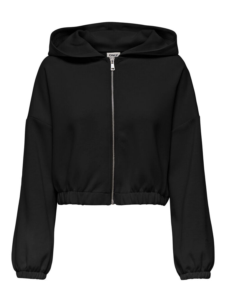 Felpa cropped donna con cappuccio e zip