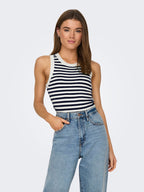Top Donna in Maglia a Coste Senza Maniche