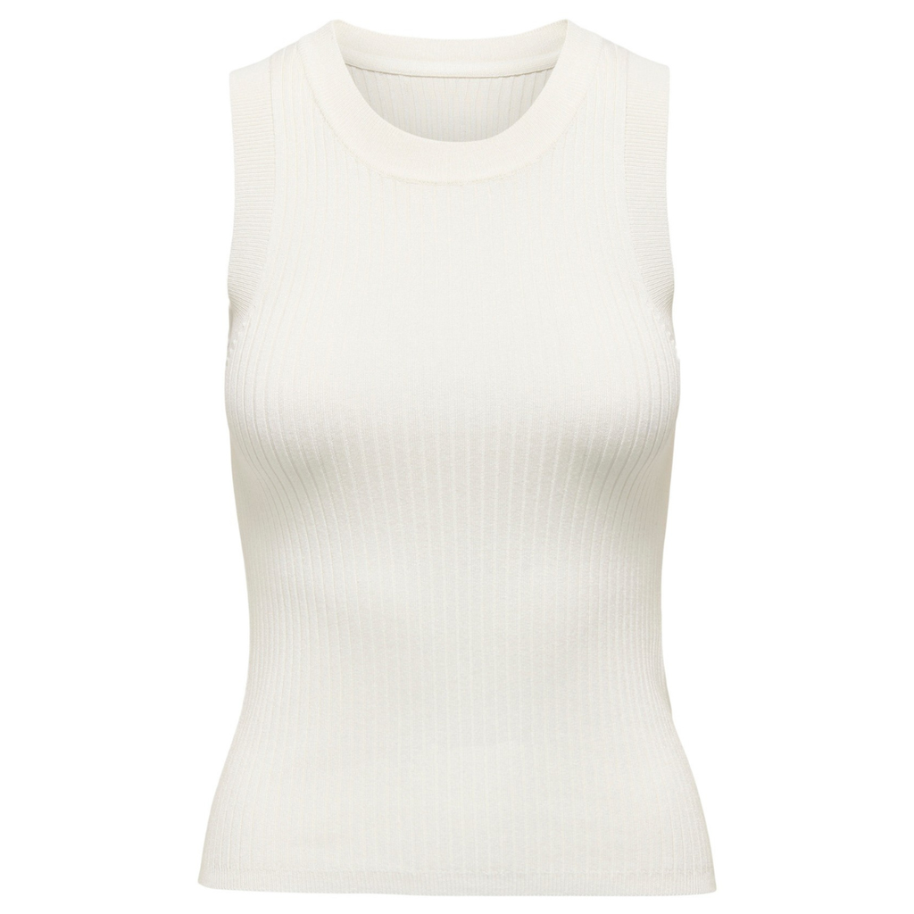 Top Donna in Maglia a Coste Senza Maniche