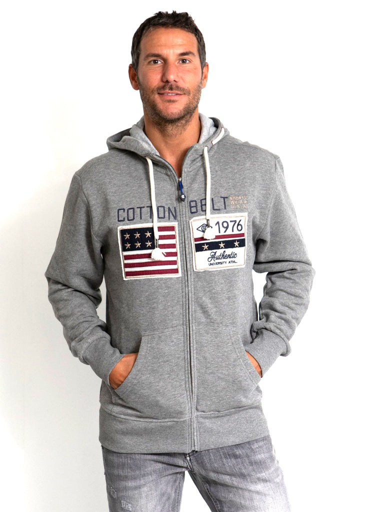 Felpa con zip e patch