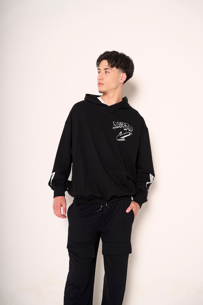 Felpa oversize con stampa fronte retro