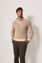 Maglia Uomo Beige a Righe in Rilievo