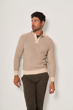 Carica l&#39;immagine nel visualizzatore di Gallery, Maglia Uomo Beige a Righe in Rilievo
