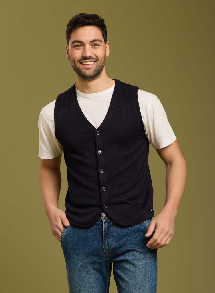 Gilet in maglia senza maniche uomo