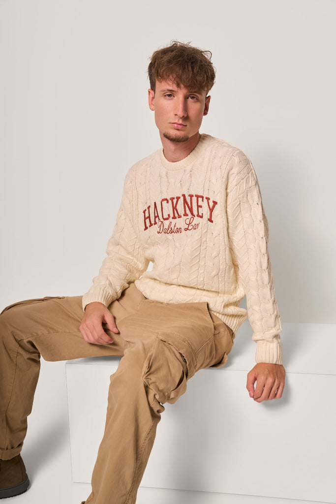 Maglione a trecce con scritta