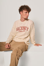 Maglione a trecce con scritta