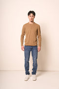 Maglia Uomo Manica Lunga Marrone con Bottoni