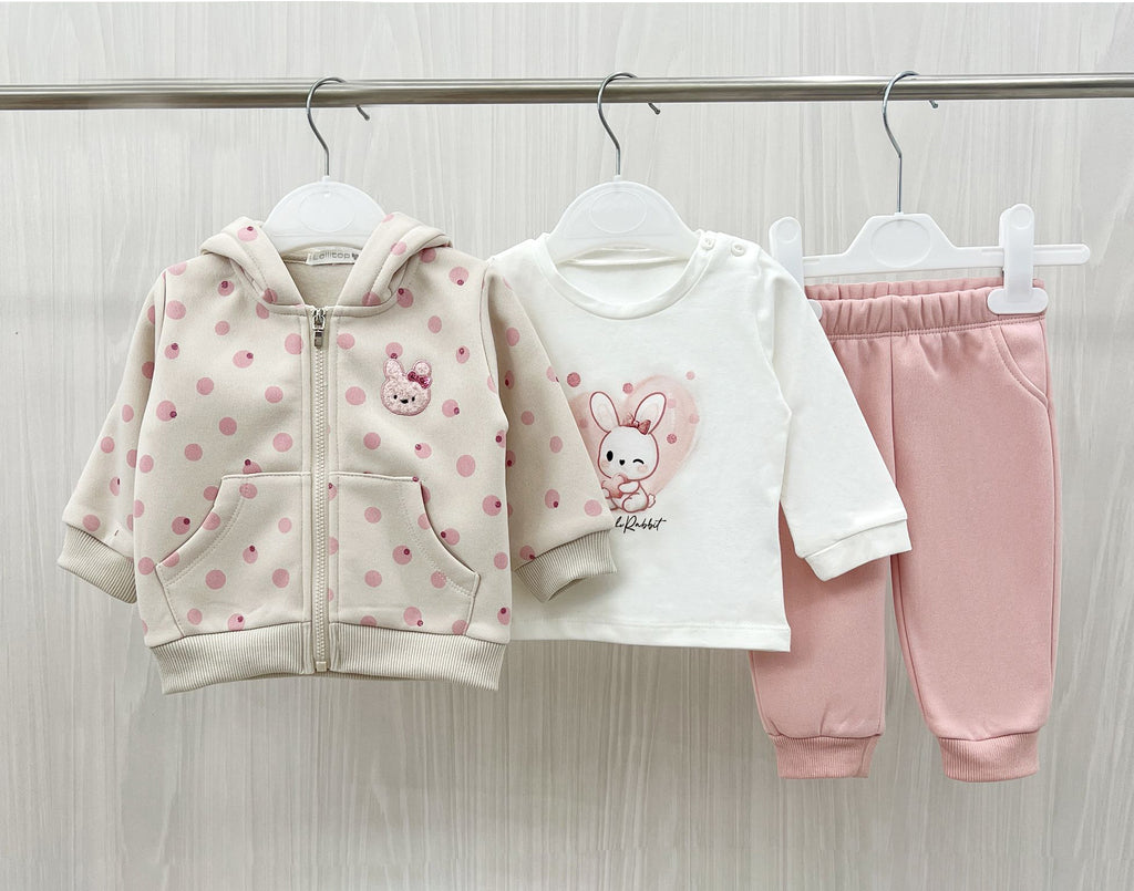 Completo 3 pezzi neonata con fantasia coniglietto