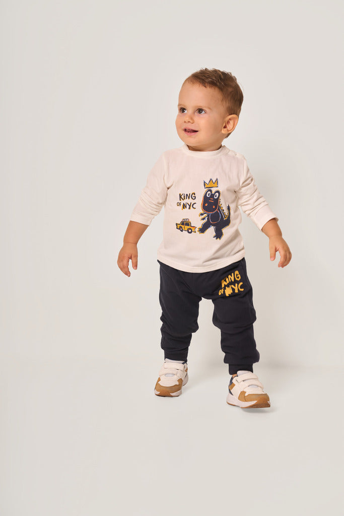 Maglia manica lunga bimbo con stampa dinosauro