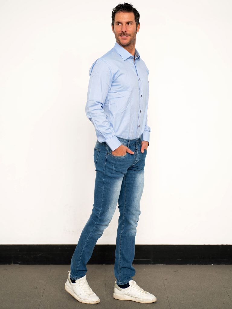 Jeans regular con schiariture