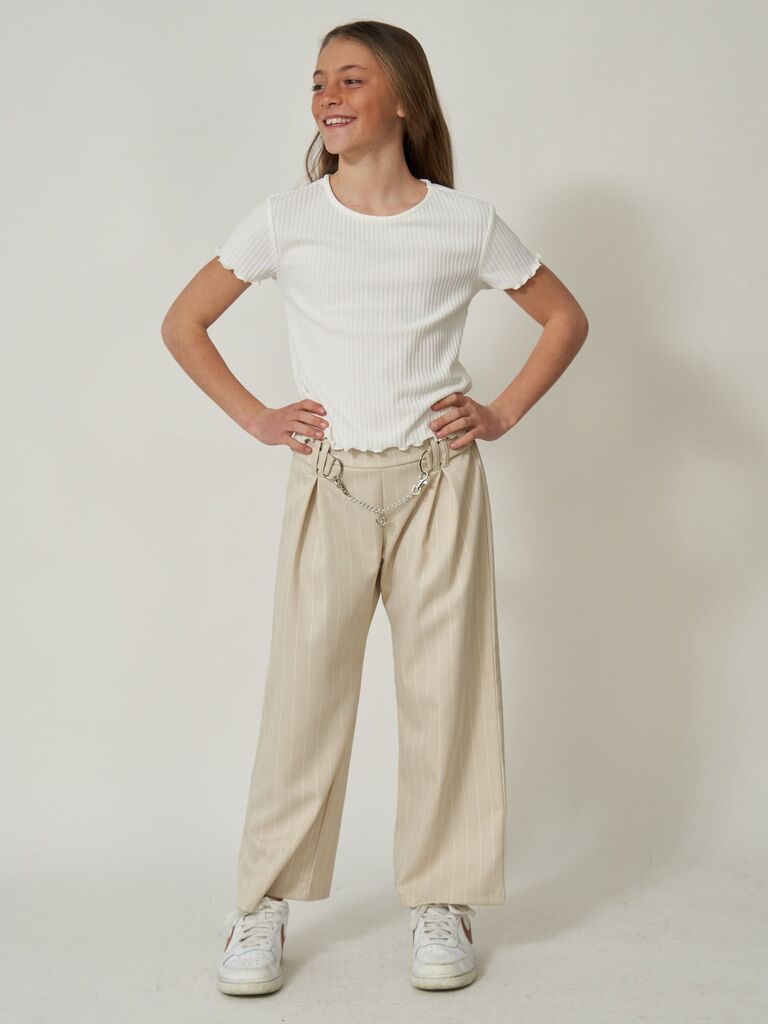 Pantalone gessato con catenina