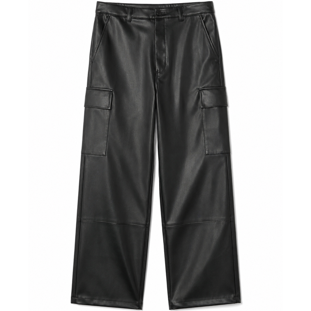 Pantalone ecopelle con tasconi