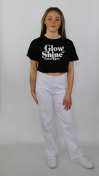 Jeans bianco a gamba larga