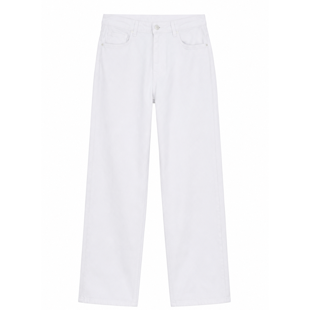 Jeans bianco a gamba larga
