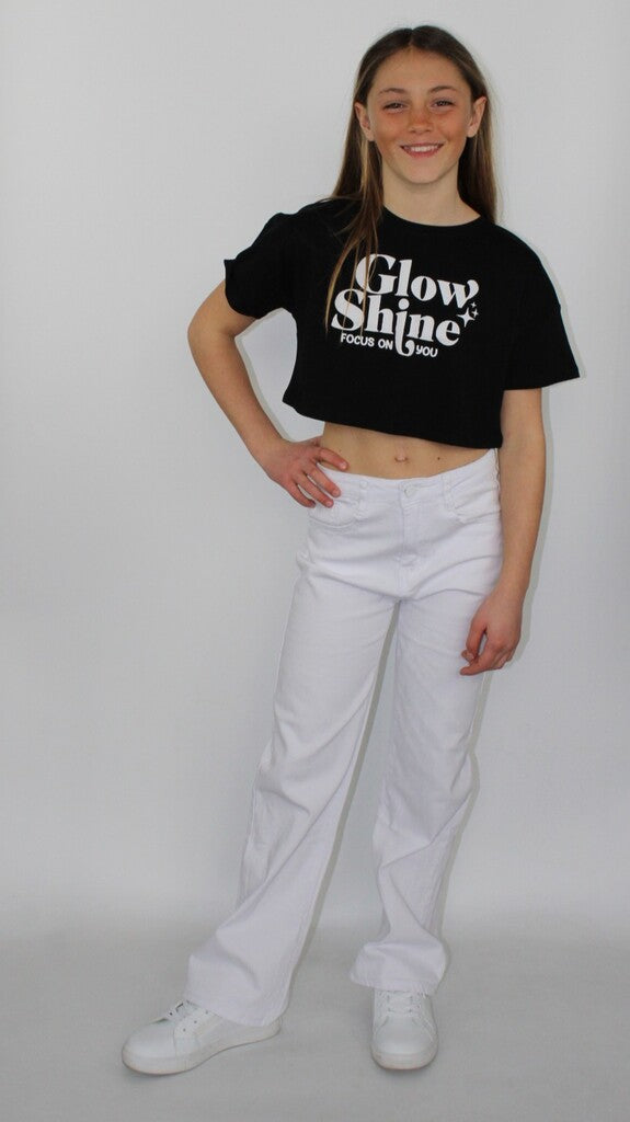 Jeans bianco a gamba larga