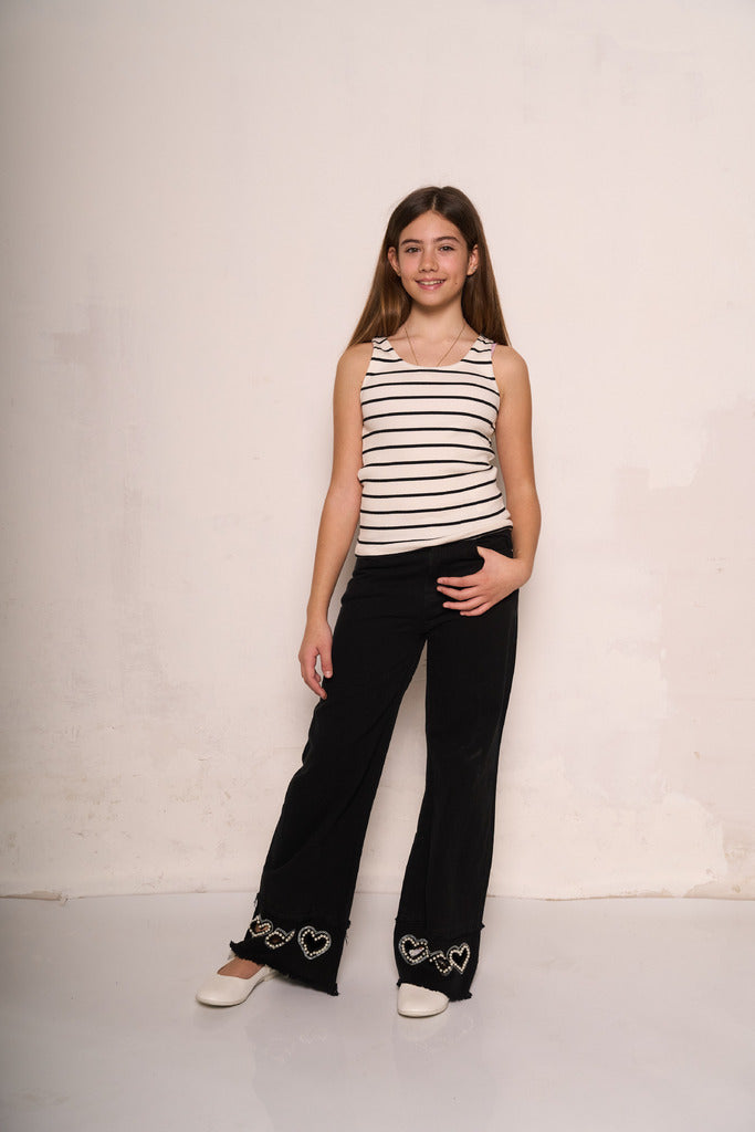 Pantalone a zampa con cuori