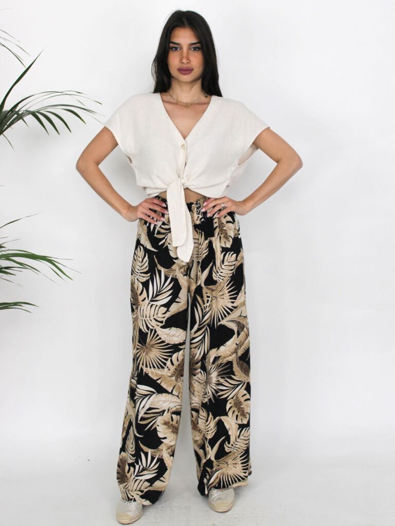 Pantalone largo in fantasia