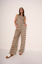 Pantalone ampio con fantasia
