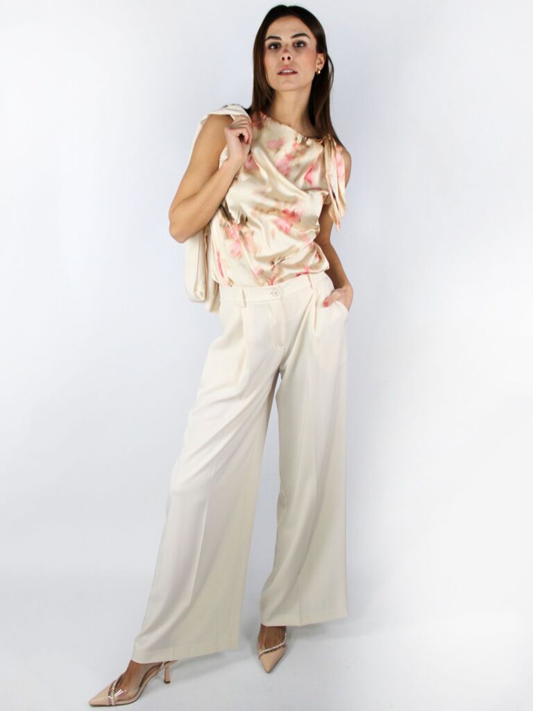 Pantaloni fluido con pinces
