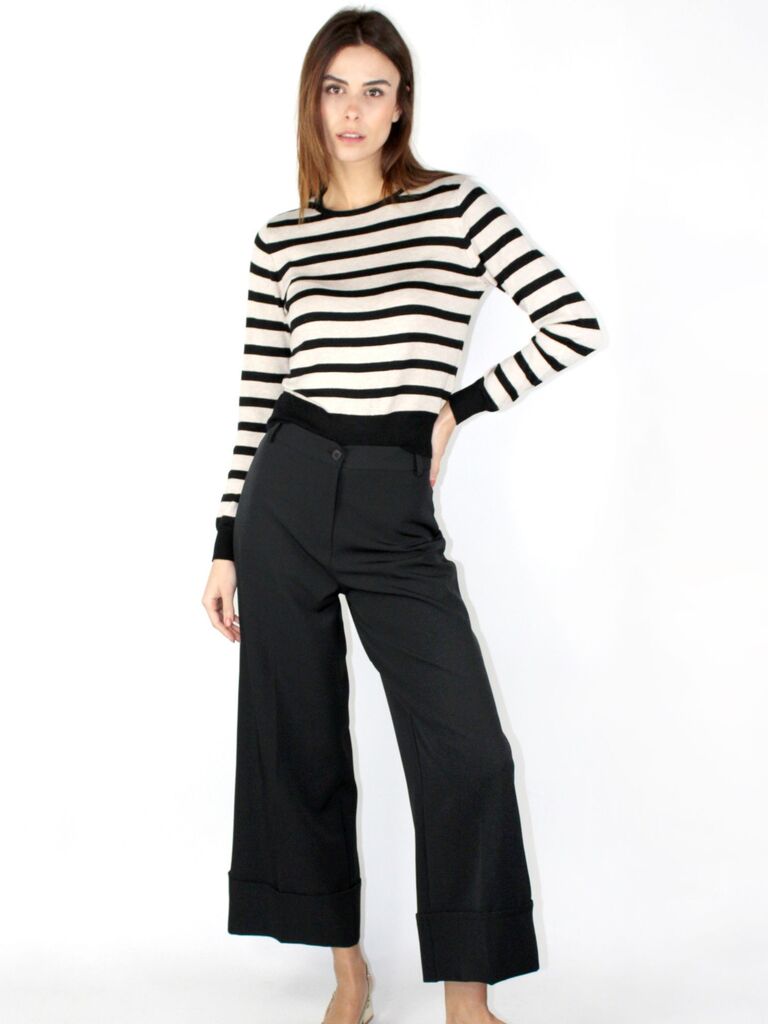 Pantalone a palazzo con risvolto
