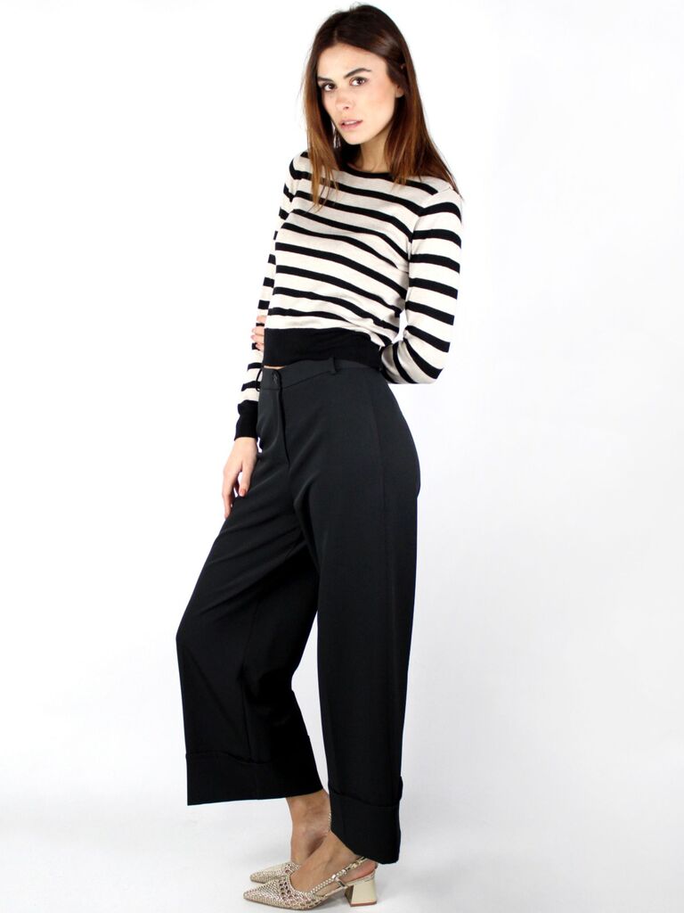 Pantalone a palazzo con risvolto