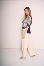 Pantaloni a palazzo con fibbia e zip lato