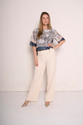 Pantaloni a palazzo con fibbia e zip lato