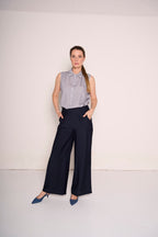 Pantaloni a vita alta con gamba ampia