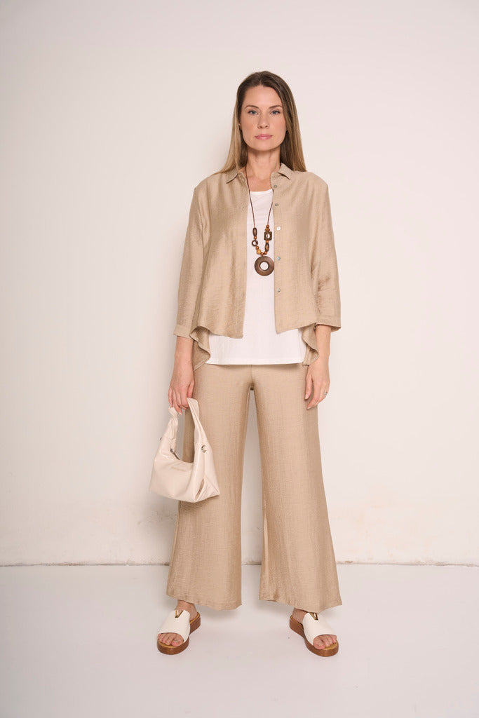 Pantalone a palazzo in misto lino