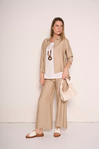 Pantalone a palazzo in misto lino