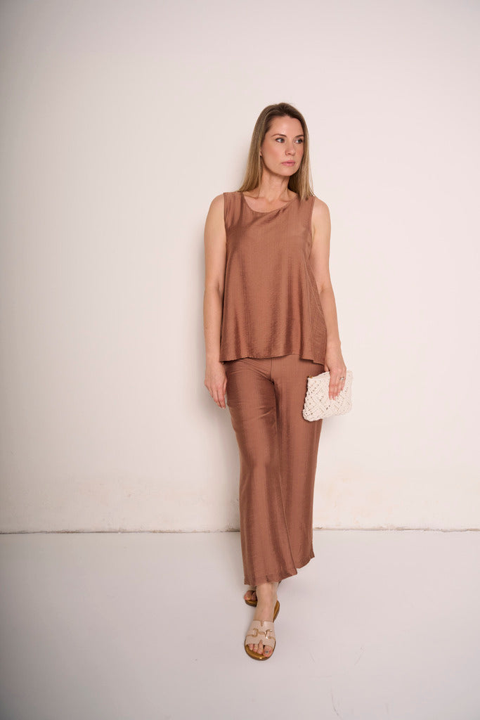 Pantaloni relax in misto cotone con tasche