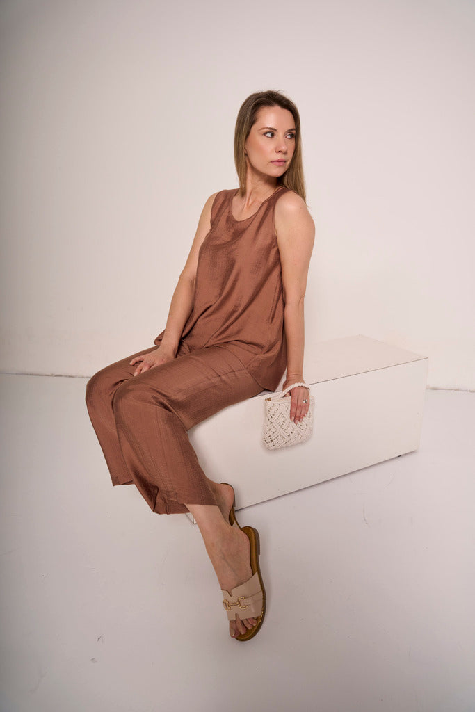 Pantaloni relax in misto cotone con tasche