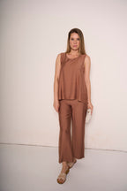 Pantaloni relax in misto cotone con tasche