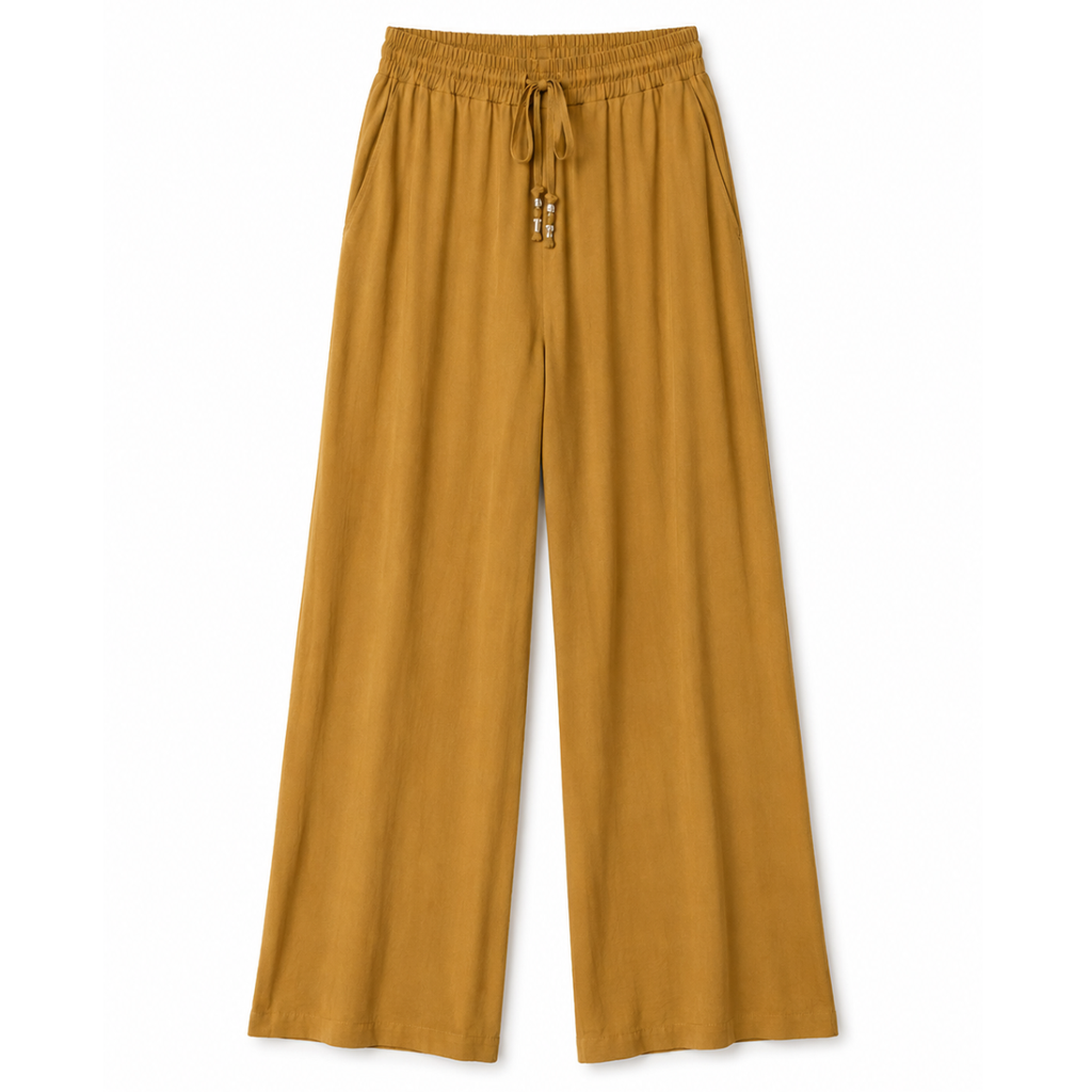 Pantaloni misto lino con coulisse