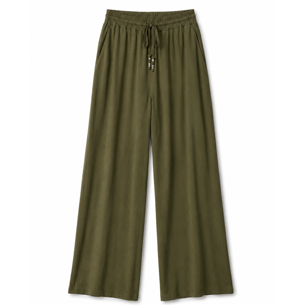 Pantaloni misto lino con coulisse