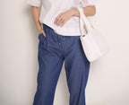 Pantalone con strass e risvolto
