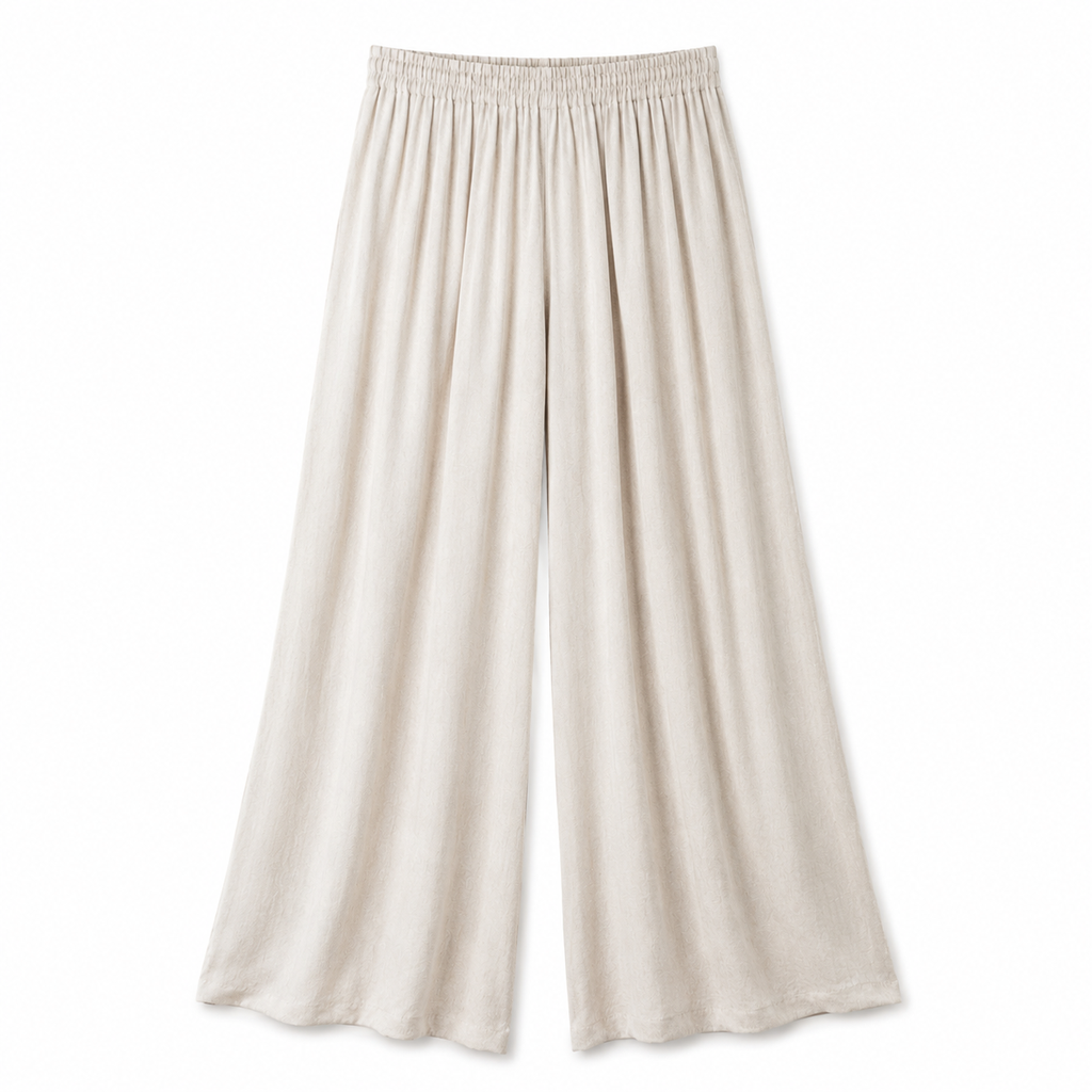 Pantaloni a palazzo con elastico in vita e pence